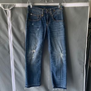 R13 Straight Boy Crop in Strummer Blue